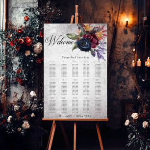 Rustic Gothic Colors Halloween Wedding Seating Foam Board