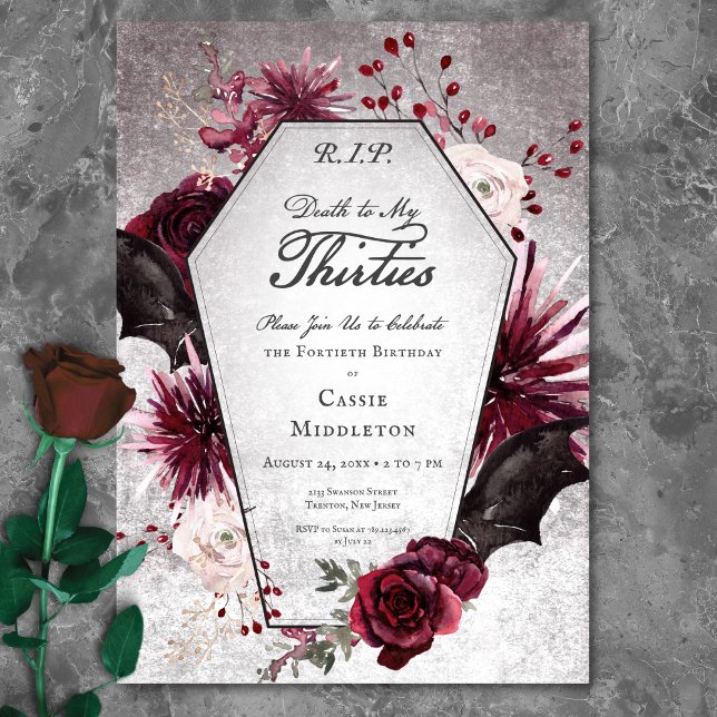 Rustic Gothic Death to My Thirties 40th Birthday Invitation (Rustic Gothic Death to My Thirties 40th Birthday Invitation)