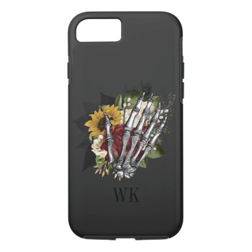 Rustic Gothic Floral Skeleton Monogram iPhone 87 Case