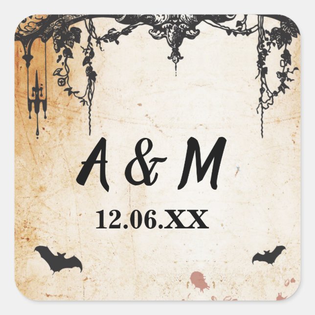 Rustic Gothic Frame Halloween Stickers Labels (Front)