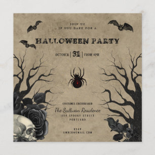 Rustic Gothic Halloween Party Invitations