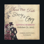 Rustic Gothic Skeleton Wedding  Magnet<br><div class="desc">Rustic Gothic Skeleton Wedding Invitation

This Halloween wedding invitation features a skeleton couple,  beautiful flowers,  and a cemetery set against an aged paper background. The invitation blends romance,  elegance,  and spookiness into a unique and captivating design.</div>