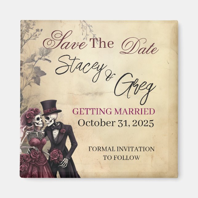  Rustic Gothic Skeleton Wedding  Magnet (Front)