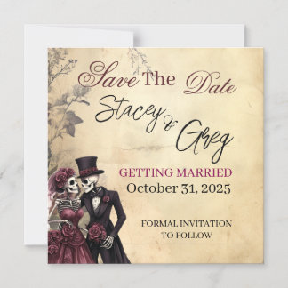  Rustic Gothic Skeleton Wedding  Magnetic Invitation