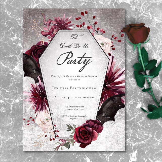 Rustic Gothic Til Death Do Us Party Bridal Shower Invitation (Rustic Gothic Til Death Do Us Party Bridal Shower Invitation)