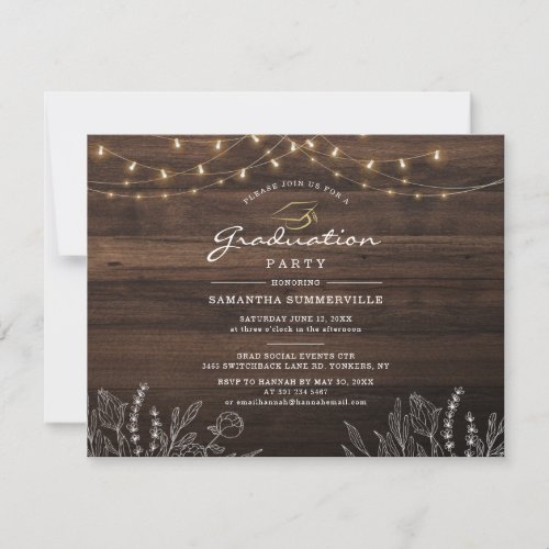 Rustic Grad 2022 Graduation Party Botanical Invitation