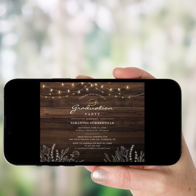 Rustic Grad 2025 Graduation Party Botanical Invitation (Front Digital)