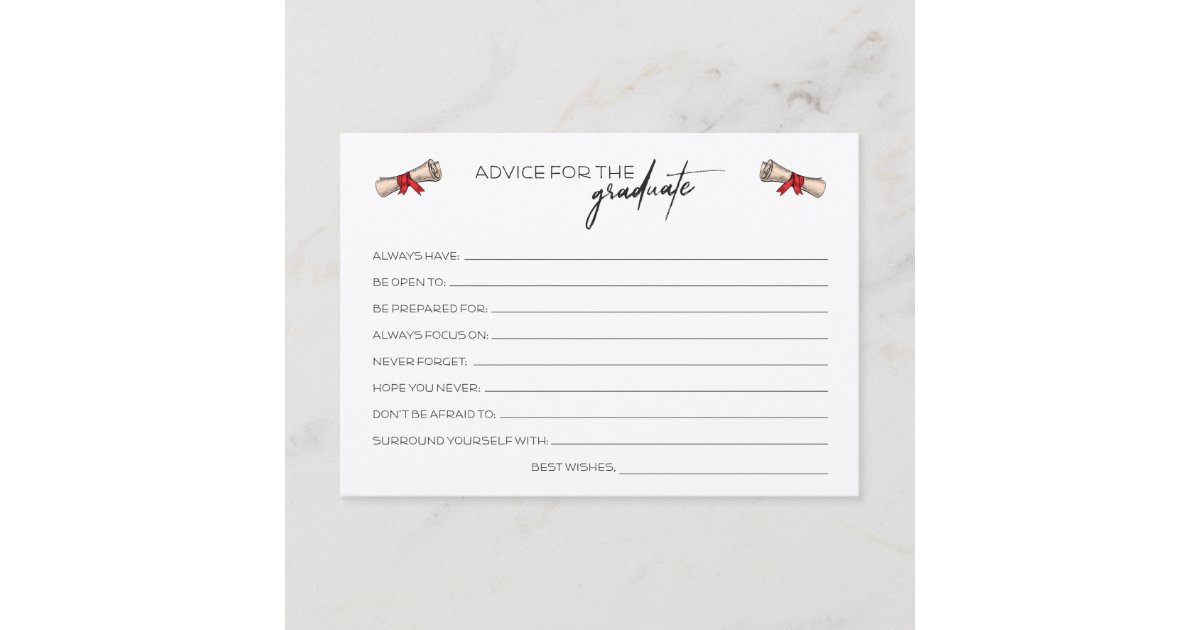 Rustic Grad Advice Cards | Zazzle