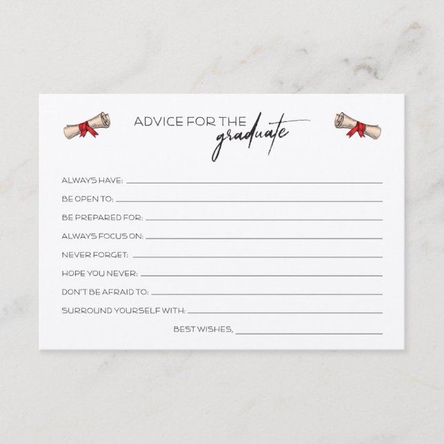 Rustic Grad Advice Cards (Front)
