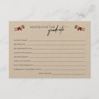 Rustic Grad Advice Cards