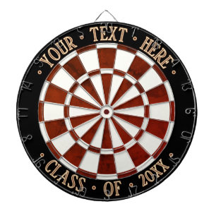 Rustic GRAD CLASS OF Brown White & Black Border Dart Board