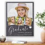 Rustic Graduate 4 Photo Personalized Graduation  Faux Canvas Print<br><div class="desc">Celebrate your graduate and give a special personalized gift with this custom photo collage graduation canvas on a rustic chalkboard slate design. This unique photo collage graduate canvas is will be a treasured keepsake. Customize with 4 of your favorite senior or college photos, and personalize with graduating year, name, high...</div>
