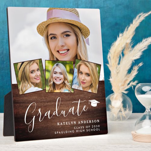 Rustic Graduate 4 Photo Personalized Graduation  Plaque