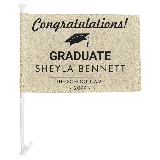 Rustic Graduate Congratulations Graduation Photo Car Flag (Front)