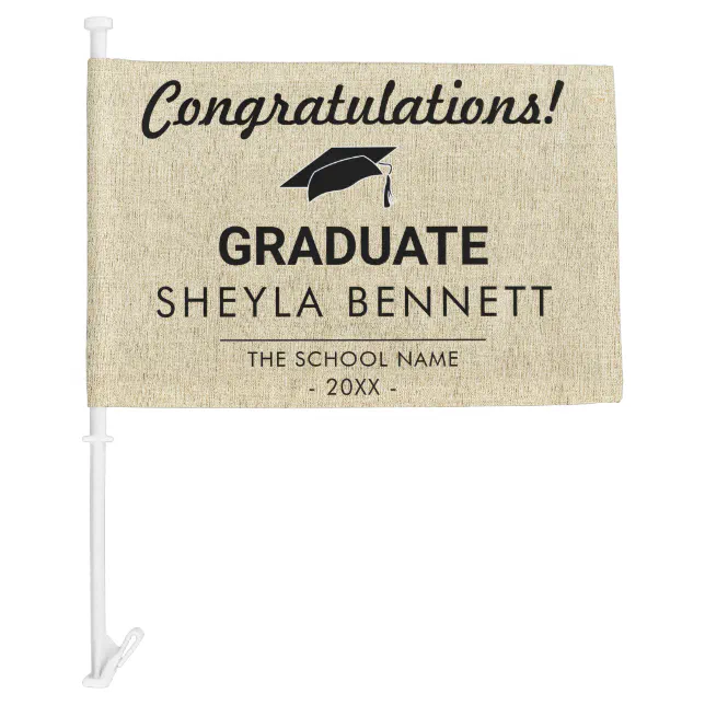 Rustic Graduate Congratulations Graduation Photo Car Flag | Zazzle