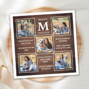 Rustic Graduate Fun Facts Unique Photo Collage Napkins