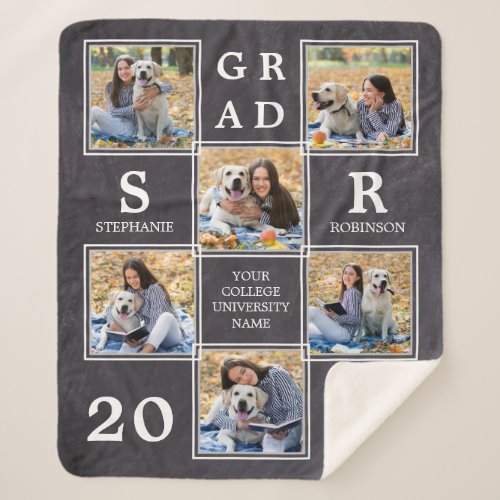 Rustic Graduate Keepsake Photo Collage Graduation Sherpa Blanket