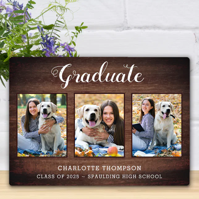 Rustic Graduate Personalized Photo Collage Plaque | Zazzle