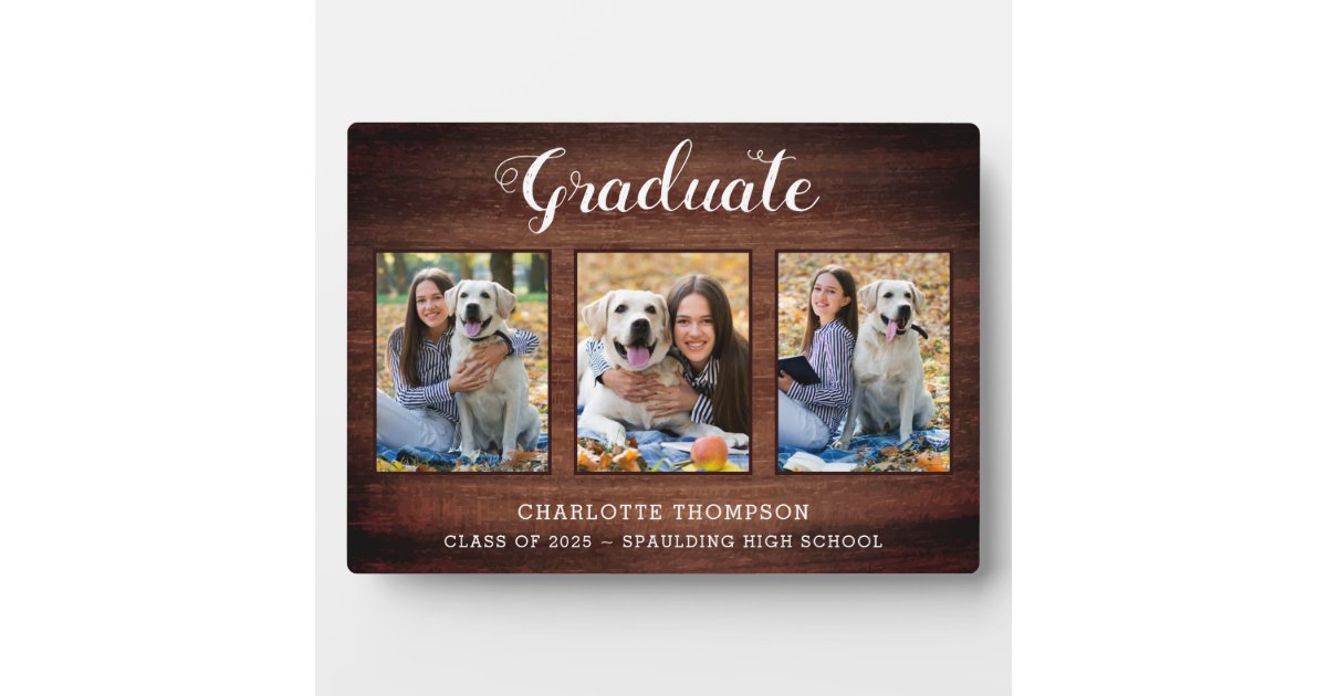 Rustic Graduate Personalized Photo Collage Plaque | Zazzle.com