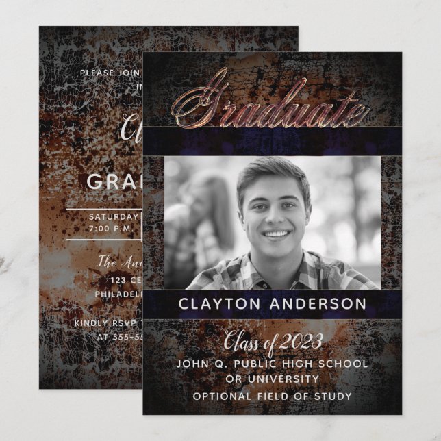Rustic Graduate Photo Announcement | Party (Front/Back)