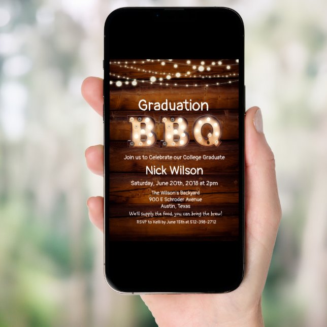 Rustic Graduation BBQ Invitation (Front Digital)