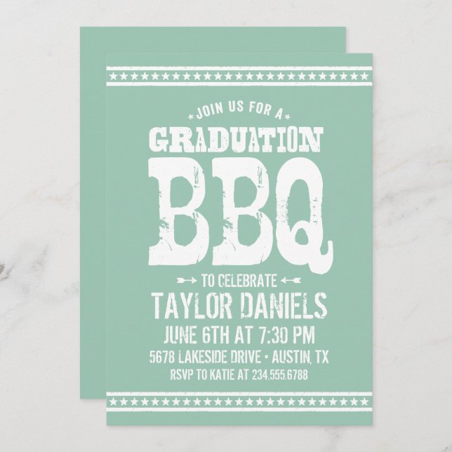 Rustic Graduation BBQ Invitation | Editable Colors (Front/Back)
