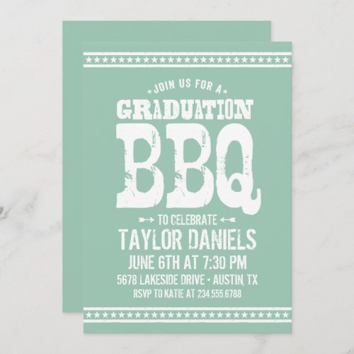 Rustic Graduation BBQ Invitation  Editable Colors