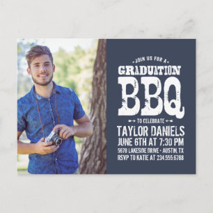 Rustic Graduation BBQ Invitation Editable Colors Postcard