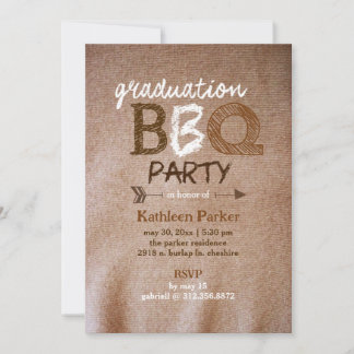 Rustic Graduation BBQ Party Invitation