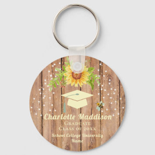Rustic Graduation Class of Congratulations Floral  Keychain