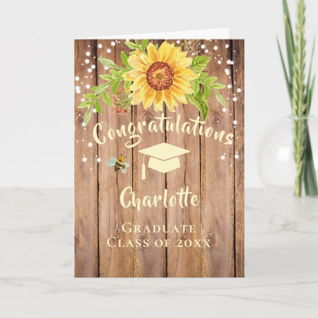 Rustic Graduation Congratulation Floral Card (Front)