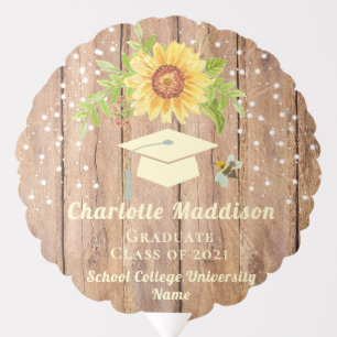 Rustic Graduation Congratulations Sunflower  Balloon