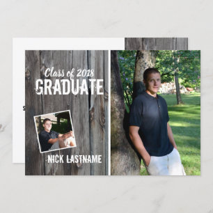 Rustic Graduation Invitation Barnwood Photo