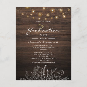 Rustic Graduation Party 2026 String Lights Invitation Postcard