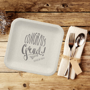 Rustic Graduation Party 9" Square Paper Plates