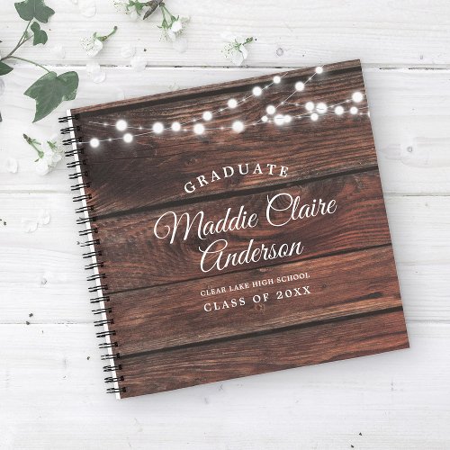 Rustic Graduation Party Modern Barn Country Guest  Notebook