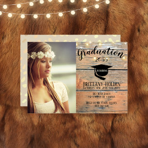 Rustic Graduation Party Photo Invitation