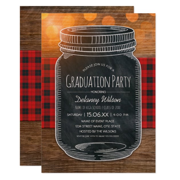 Rustic Graduation Party Unique Country Mason Jar Invitation