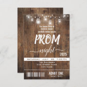 Rustic Graduation Prom Night Ticket Invitation (Front/Back)
