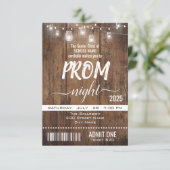 Rustic Graduation Prom Night Ticket Invitation (Standing Front)