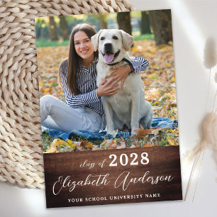 Rustic Graduation Simple Custom Graduate Photo Announcement