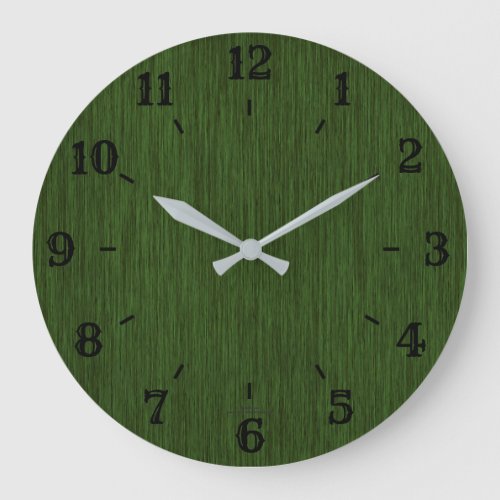 Rustic Grainy Green Stained Wood Look Clock