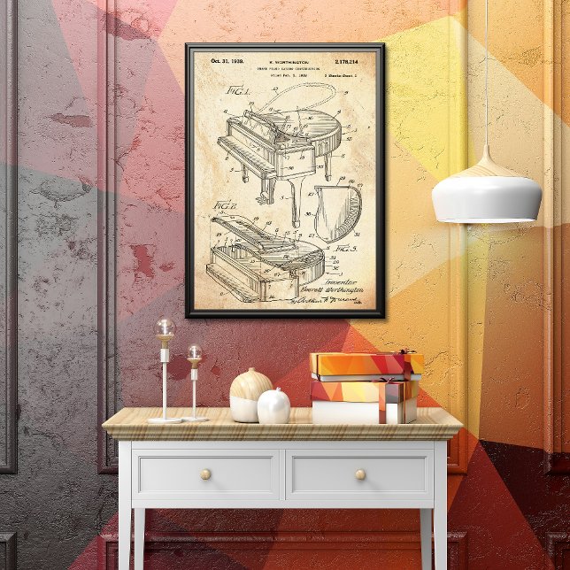 Rustic | Grand Piano Patent Poster (Creator Uploaded)