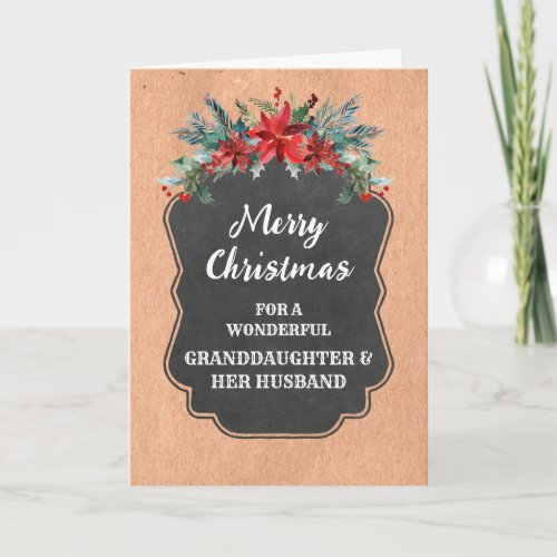 Rustic Granddaughter  Her Husband Merry Christmas Card