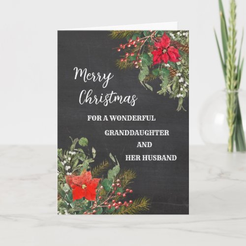 Rustic Granddaughter  Her Husband Merry Christmas Card