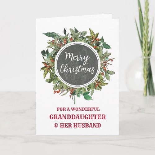 Rustic Granddaughter  Her Husband Merry Christmas Card