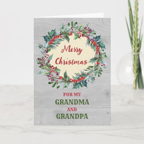 Rustic Grandma and Grandpa Christmas Card