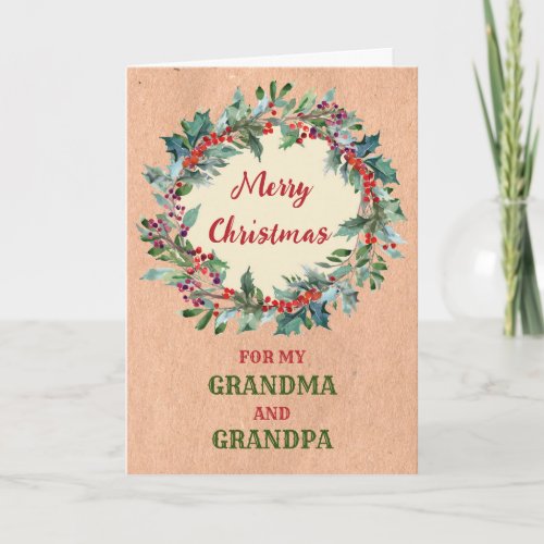 Rustic Grandma and Grandpa Christmas Card