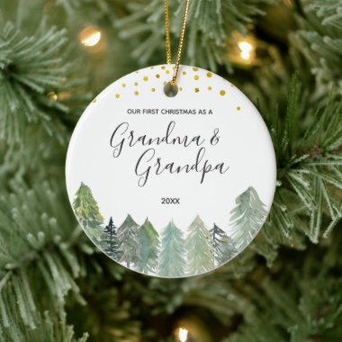 Rustic Grandma & Grandpa First Christmas Ornament