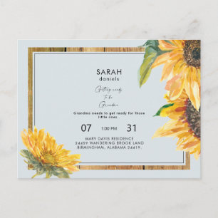 Rustic Grandma's Nursery Baby Shower Blue Invitation Postcard